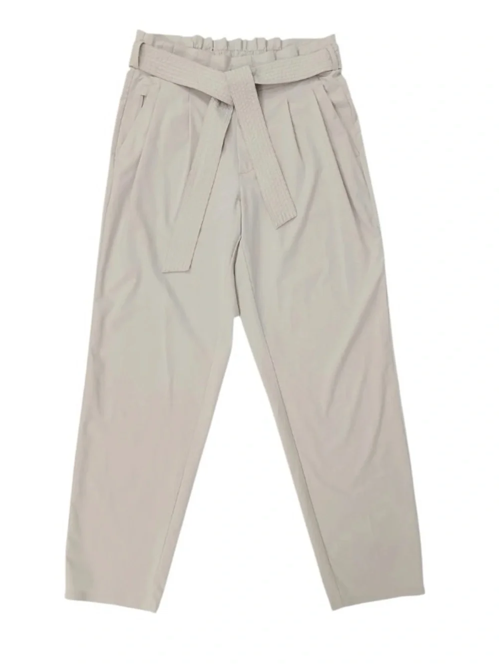Athleta Skyline Pant II Beige High-Rise Tapered Paperbag Waist Trouser Size 8